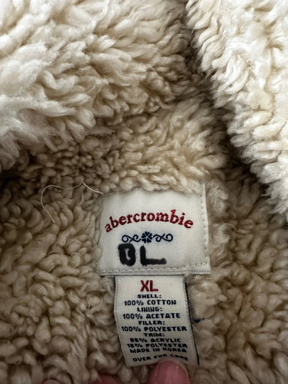 Y2K Abercrombie & Fitch Girls XL Button Down Faux Fur Jacket, (Fits like an XS) - Picture 2 of 8